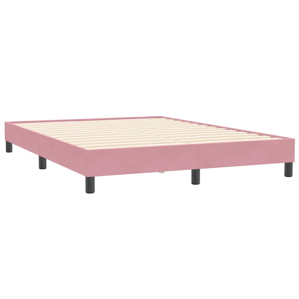 Sommier à lattes de lit avec matelas et LED rose 160x210 cm velours - XIOS