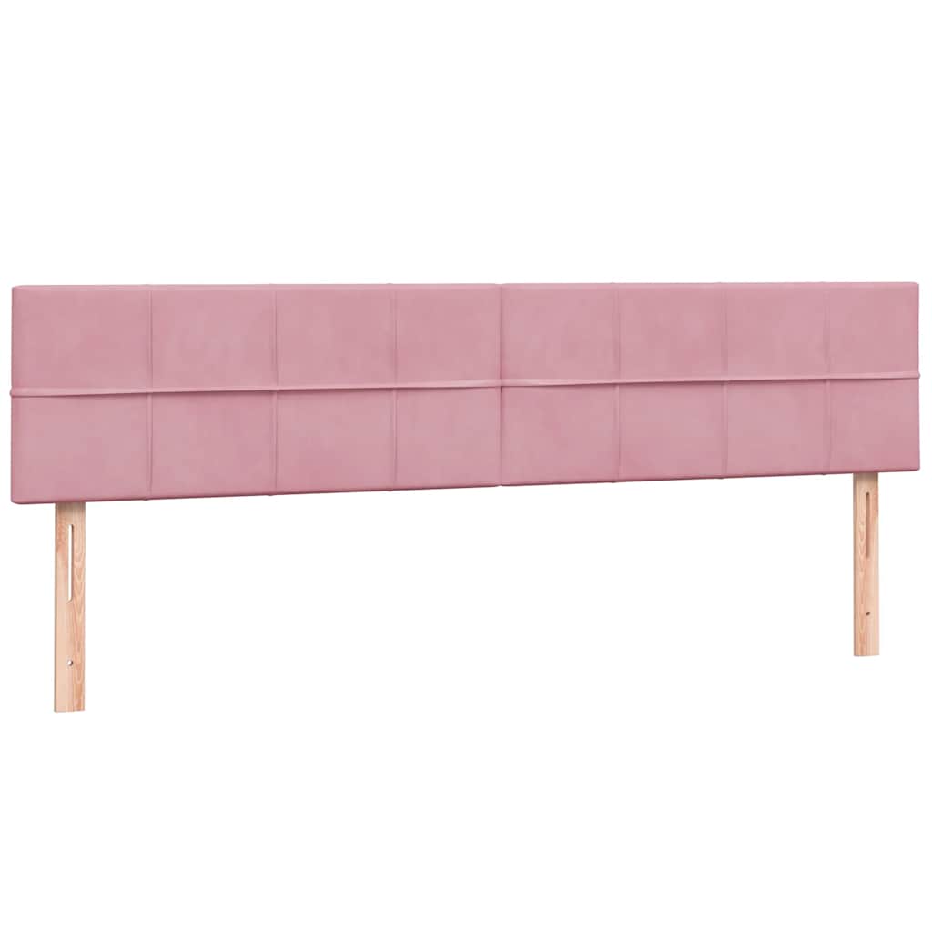 Sommier à lattes de lit avec matelas et LED rose 180x210 cm velours - XIOS