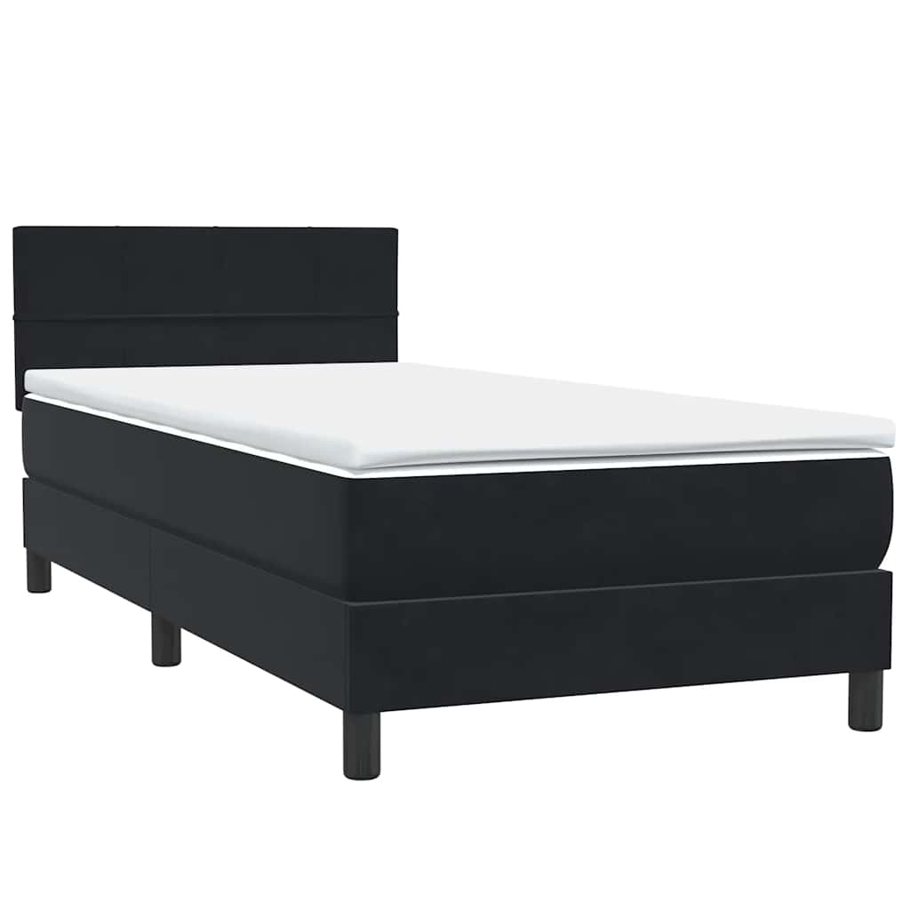 Sommier à lattes de lit avec matelas et LED noir 80x220 cm velours - XIOS