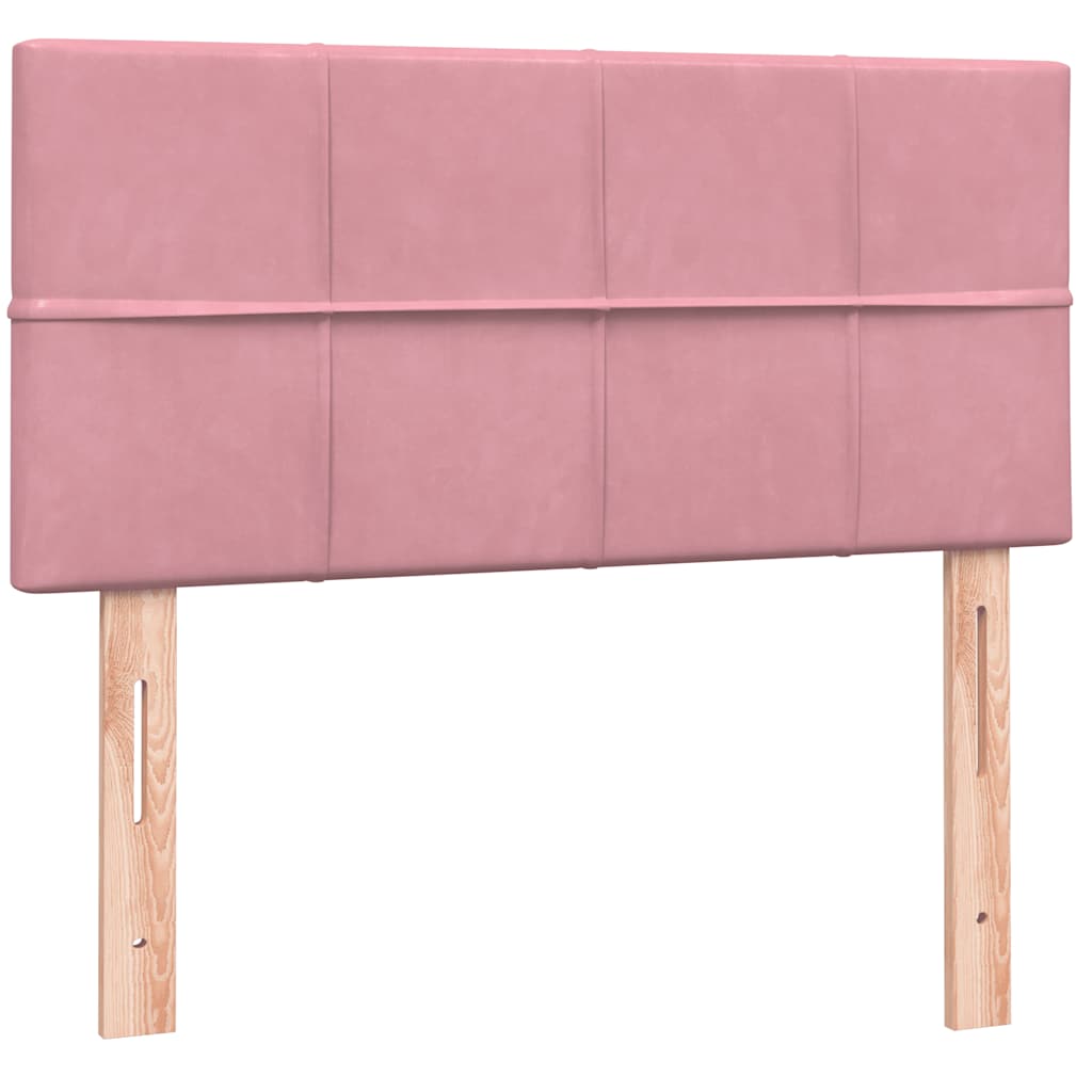Sommier à lattes de lit avec matelas et LED rose 80x220 cm velours - XIOS