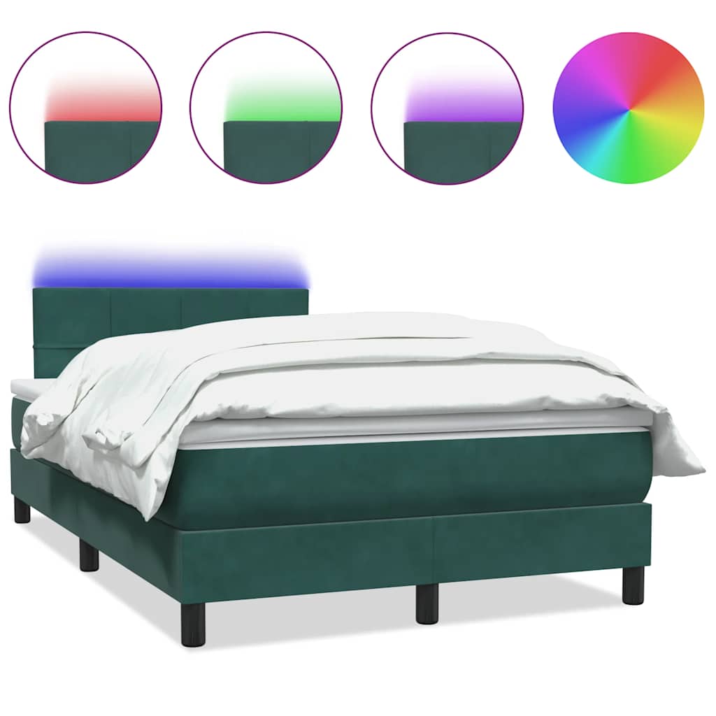 Sommier à lattes de lit et matelas et LED vert foncé 120x220cm velours - XIOS