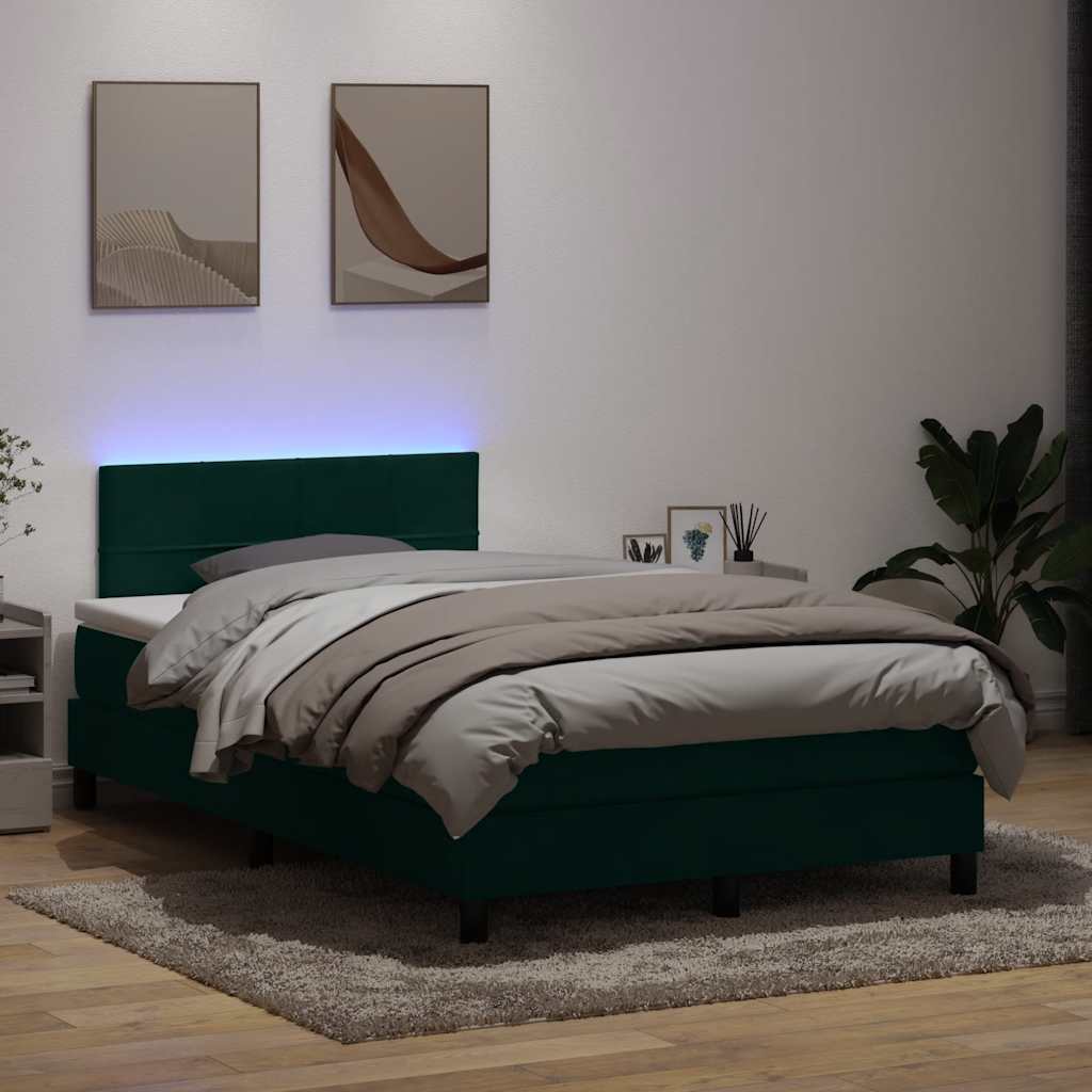 Sommier à lattes de lit et matelas et LED vert foncé 120x220cm velours - XIOS