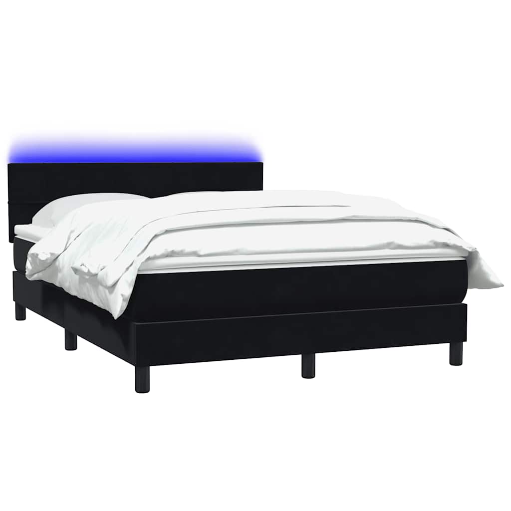 Sommier à lattes de lit avec matelas et LED noir 160x220 cm velours - XIOS