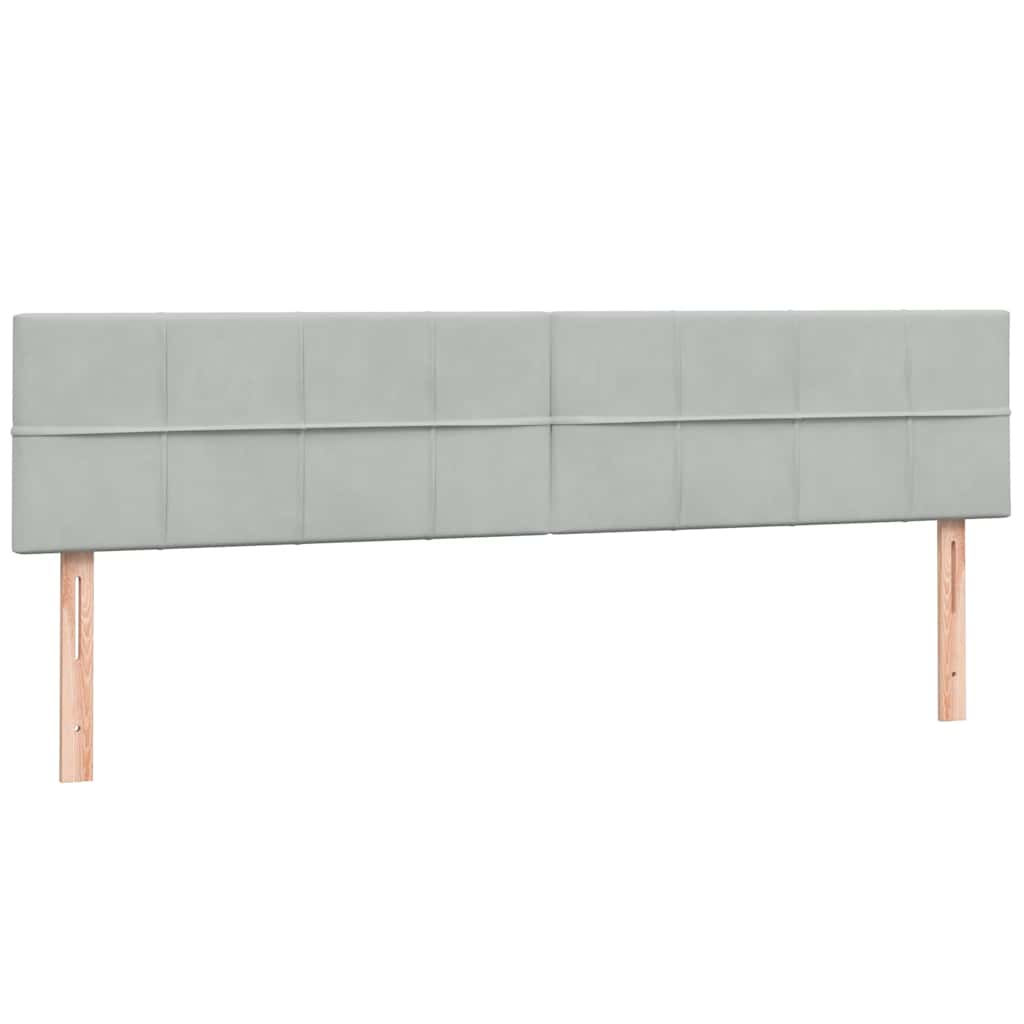 Sommier à lattes de lit et matelas et LED gris clair 180x220cm velours - XIOS