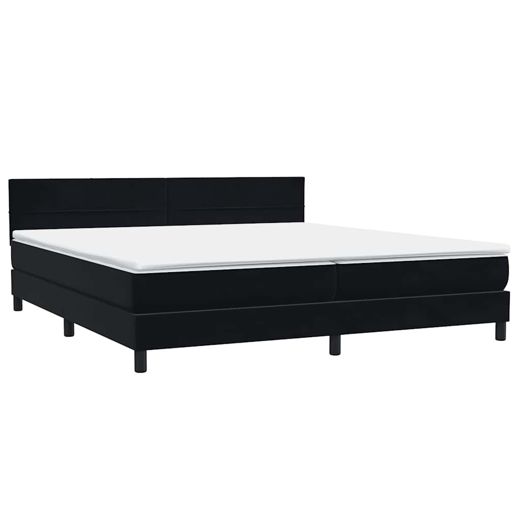 Sommier à lattes de lit avec matelas et LED noir 200x220 cm velours - XIOS