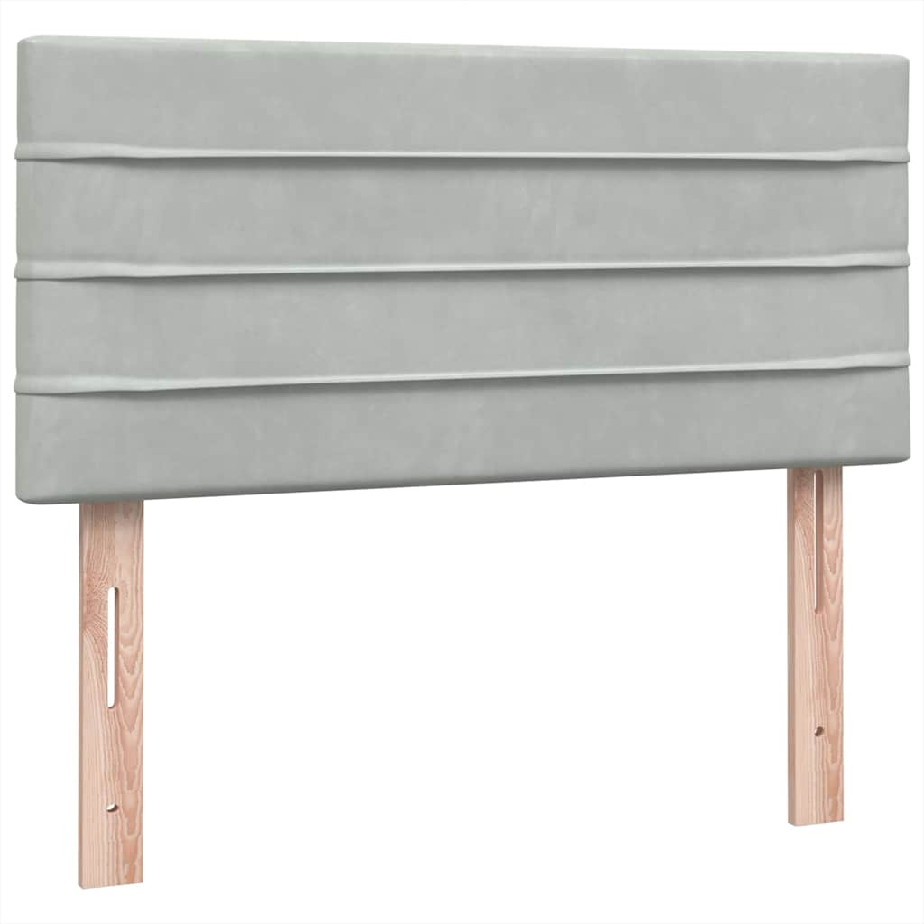 Sommier à lattes de lit et matelas et LED gris clair 80x210 cm velours - XIOS