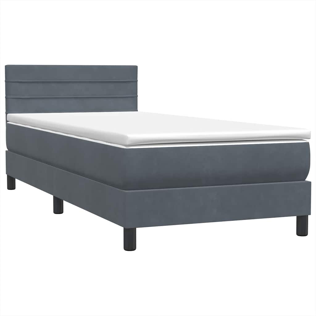 Sommier à lattes de lit et matelas et LED gris foncé 80x210 cm velours - XIOS