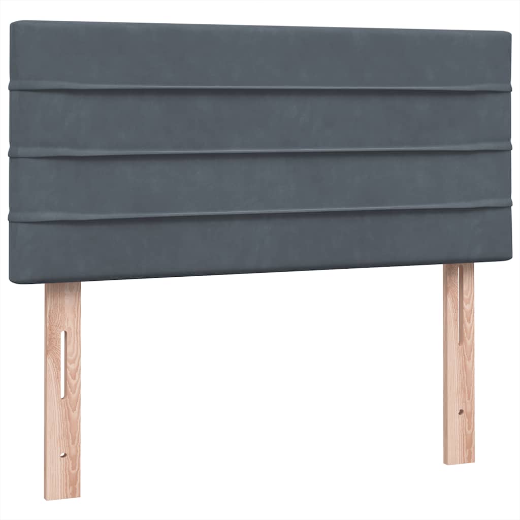 Sommier à lattes de lit et matelas et LED gris foncé 80x210 cm velours - XIOS