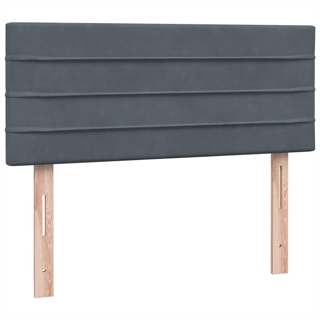 Sommier à lattes de lit et matelas et LED gris foncé 120x210cm velours - XIOS