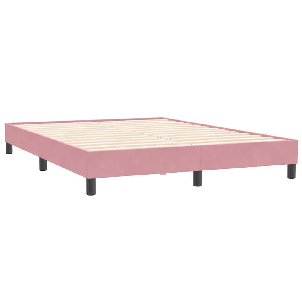 Sommier à lattes de lit avec matelas et LED rose 140x210 cm velours - XIOS