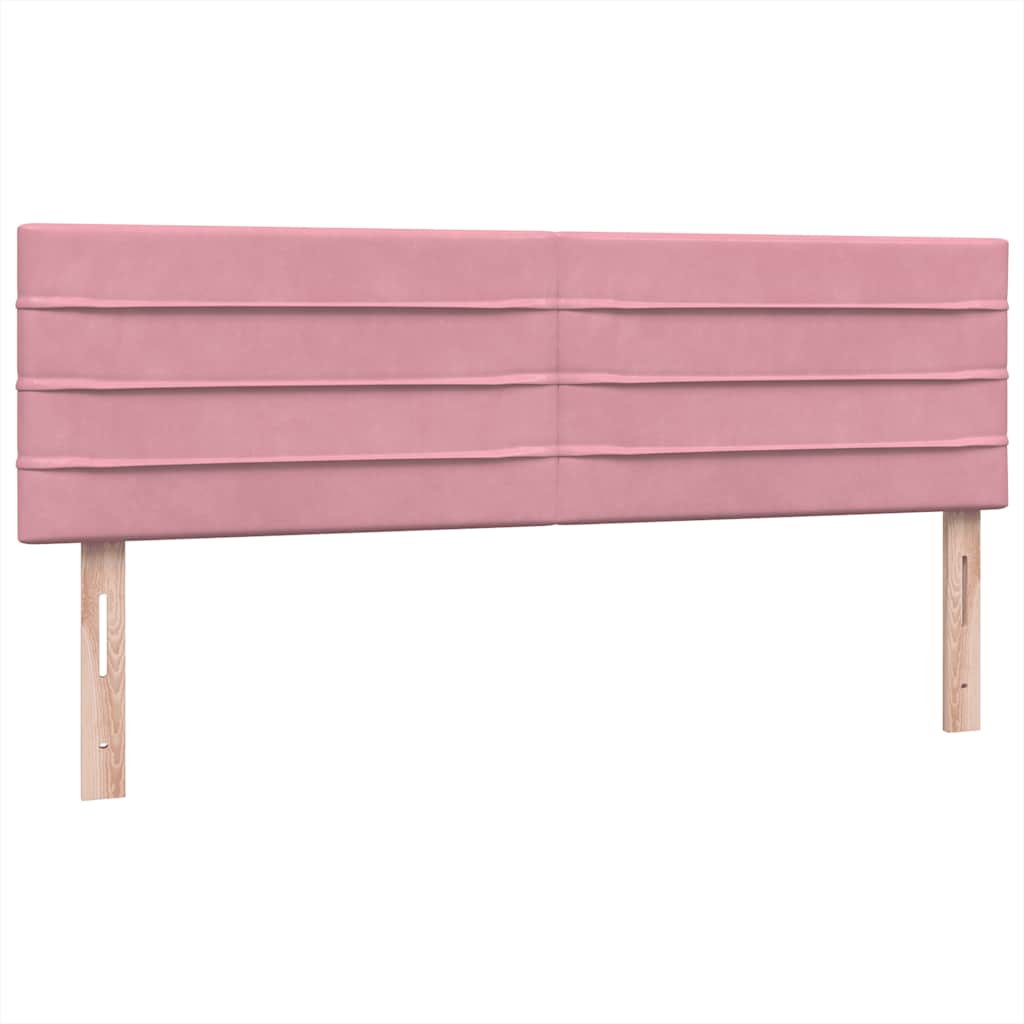 Sommier à lattes de lit avec matelas et LED rose 140x210 cm velours - XIOS