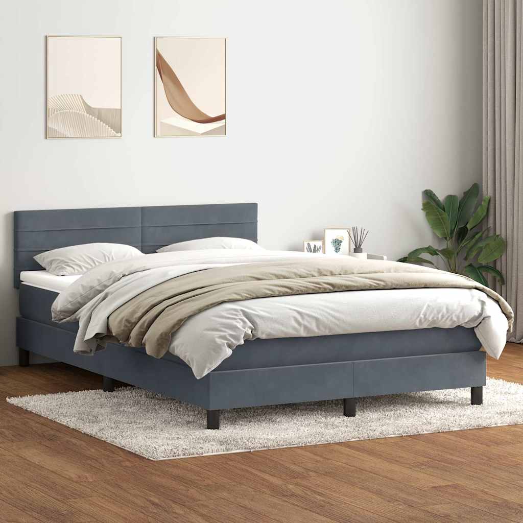 Sommier à lattes de lit et matelas et LED gris foncé 160x210cm velours - XIOS