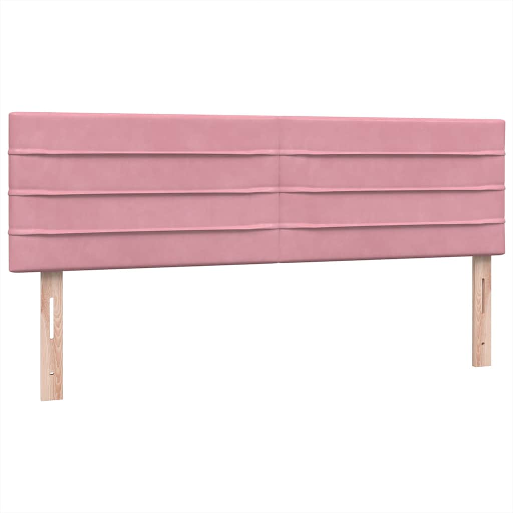Sommier à lattes de lit avec matelas et LED rose 160x210 cm velours - XIOS