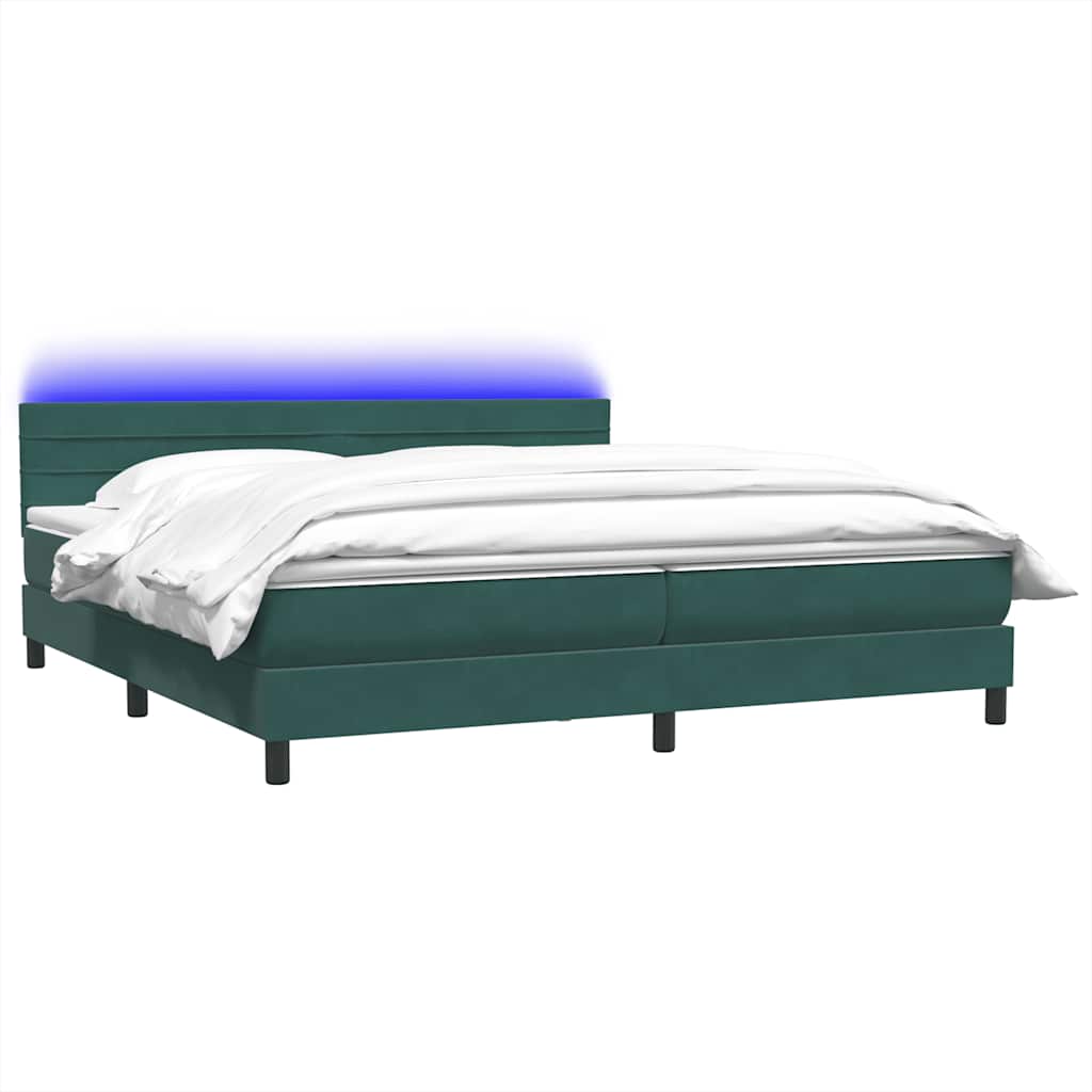 Sommier à lattes de lit et matelas et LED vert foncé 180x210cm velours - XIOS