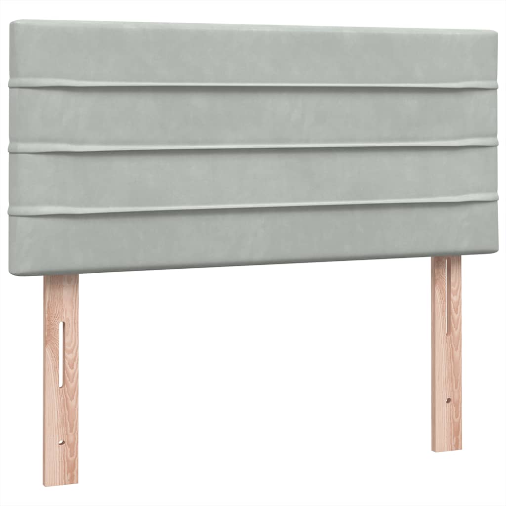 Sommier à lattes de lit et matelas et LED gris clair 80x220 cm velours - XIOS