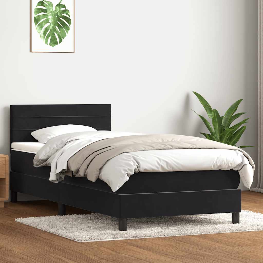 Sommier à lattes de lit avec matelas et LED noir 80x220 cm velours - XIOS