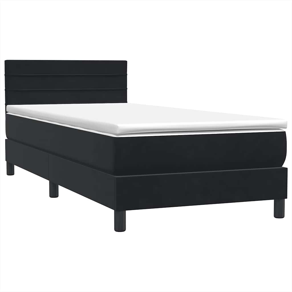 Sommier à lattes de lit avec matelas et LED noir 80x220 cm velours - XIOS