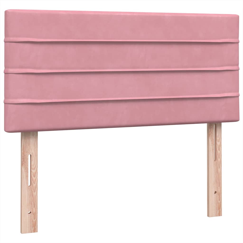 Sommier à lattes de lit avec matelas et LED rose 80x220 cm velours - XIOS