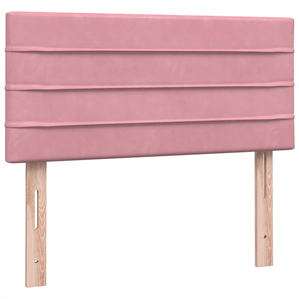 Sommier à lattes de lit avec matelas et LED rose 90x220 cm velours - XIOS