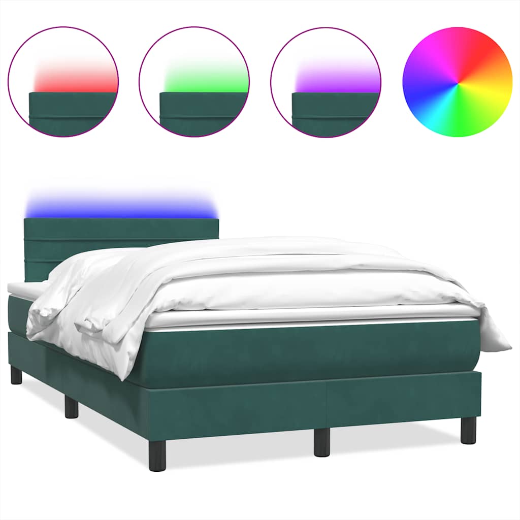 Sommier à lattes de lit et matelas et LED vert foncé 120x220cm velours - XIOS