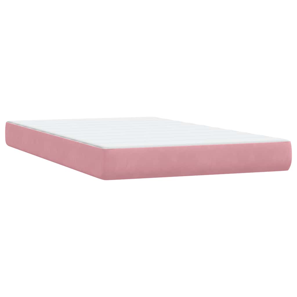 Sommier à lattes de lit avec matelas et LED rose 120x220 cm velours - XIOS