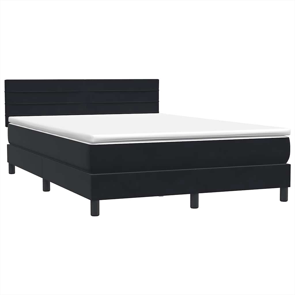 Sommier à lattes de lit avec matelas et LED noir 160x220 cm velours - XIOS