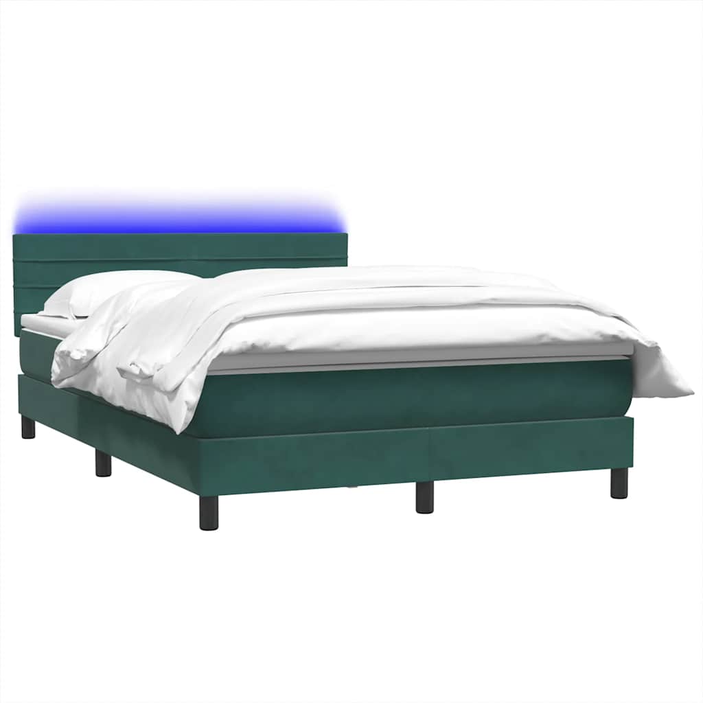 Sommier à lattes de lit et matelas et LED vert foncé 160x220cm velours - XIOS