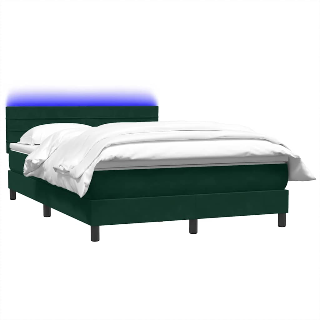 Sommier à lattes de lit et matelas et LED vert foncé 160x220cm velours - XIOS