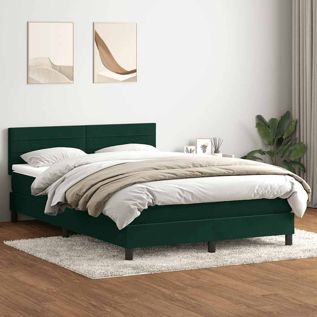 Sommier à lattes de lit et matelas et LED vert foncé 160x220cm velours - XIOS