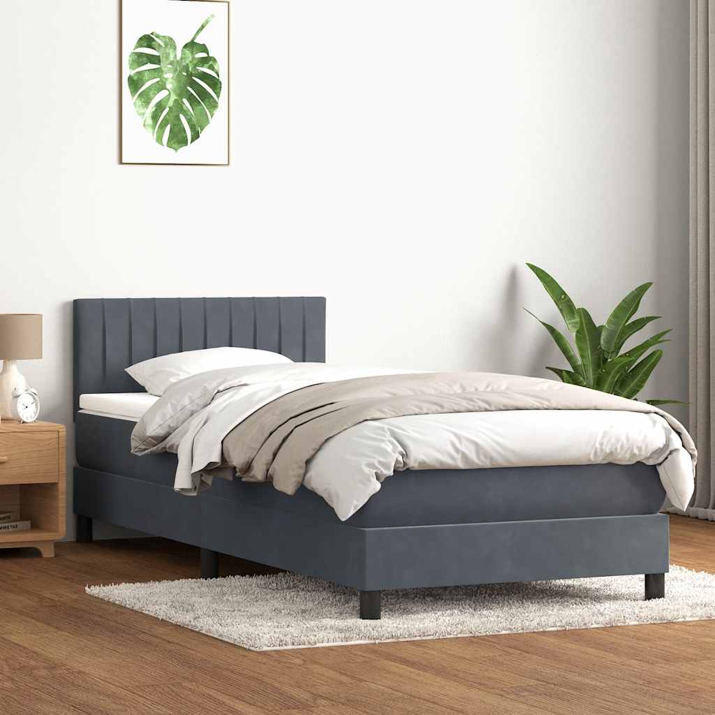 Sommier à lattes de lit et matelas et LED gris foncé 80x210 cm velours - XIOS