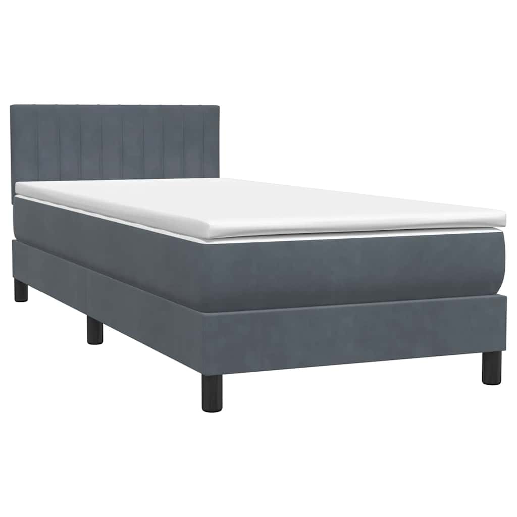 Sommier à lattes de lit et matelas et LED gris foncé 80x210 cm velours - XIOS