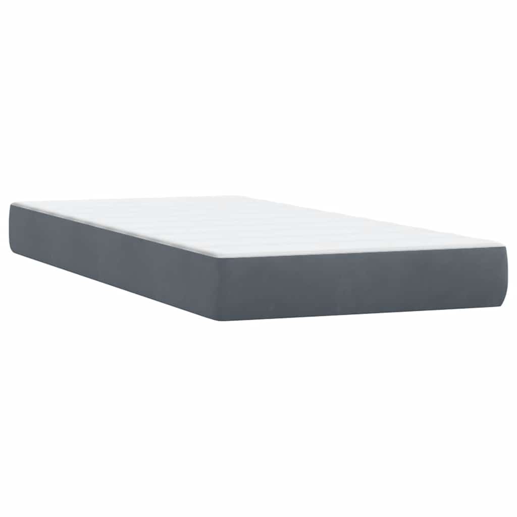 Sommier à lattes de lit et matelas et LED gris foncé 80x210 cm velours - XIOS