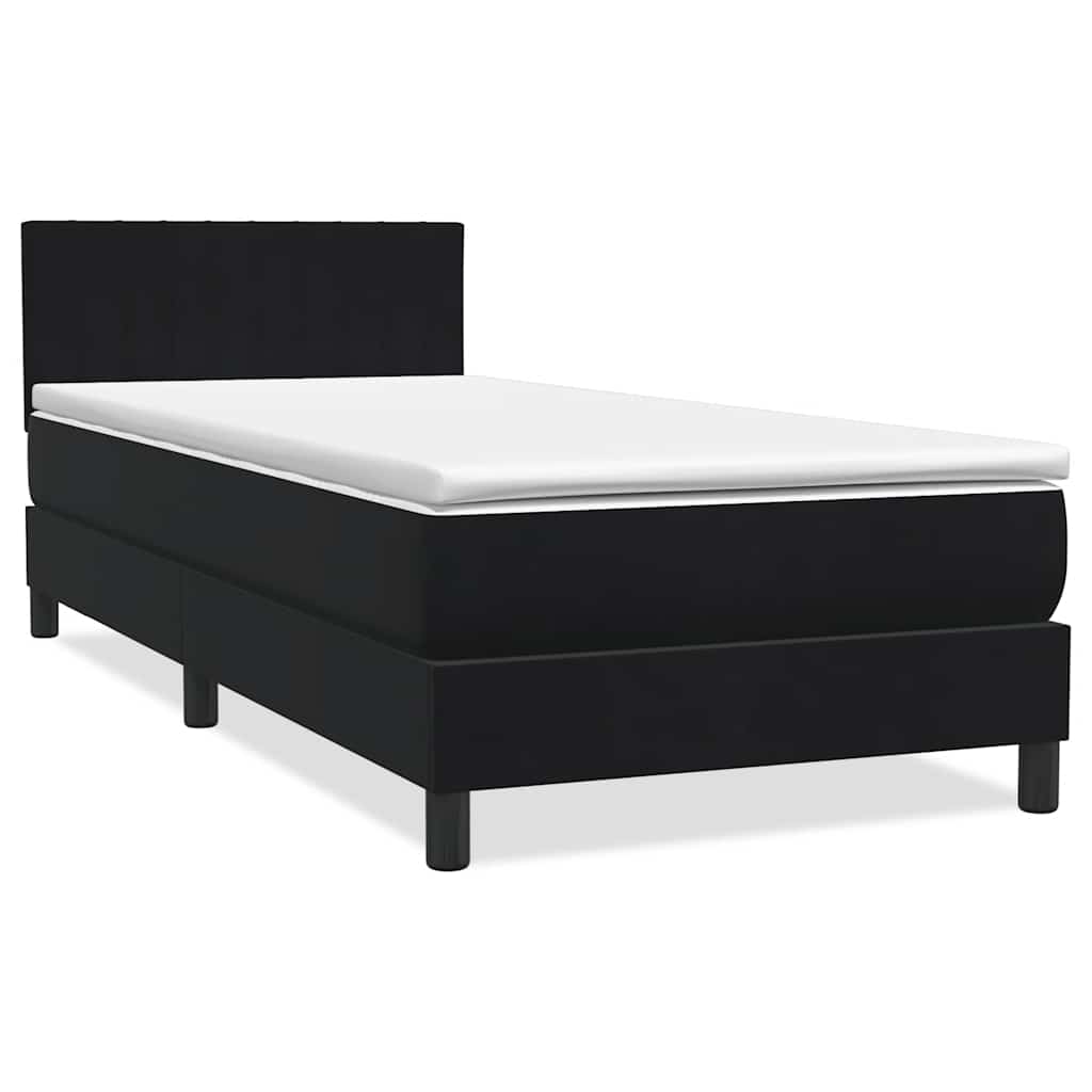 Sommier à lattes de lit avec matelas et LED noir 90x210 cm velours - XIOS