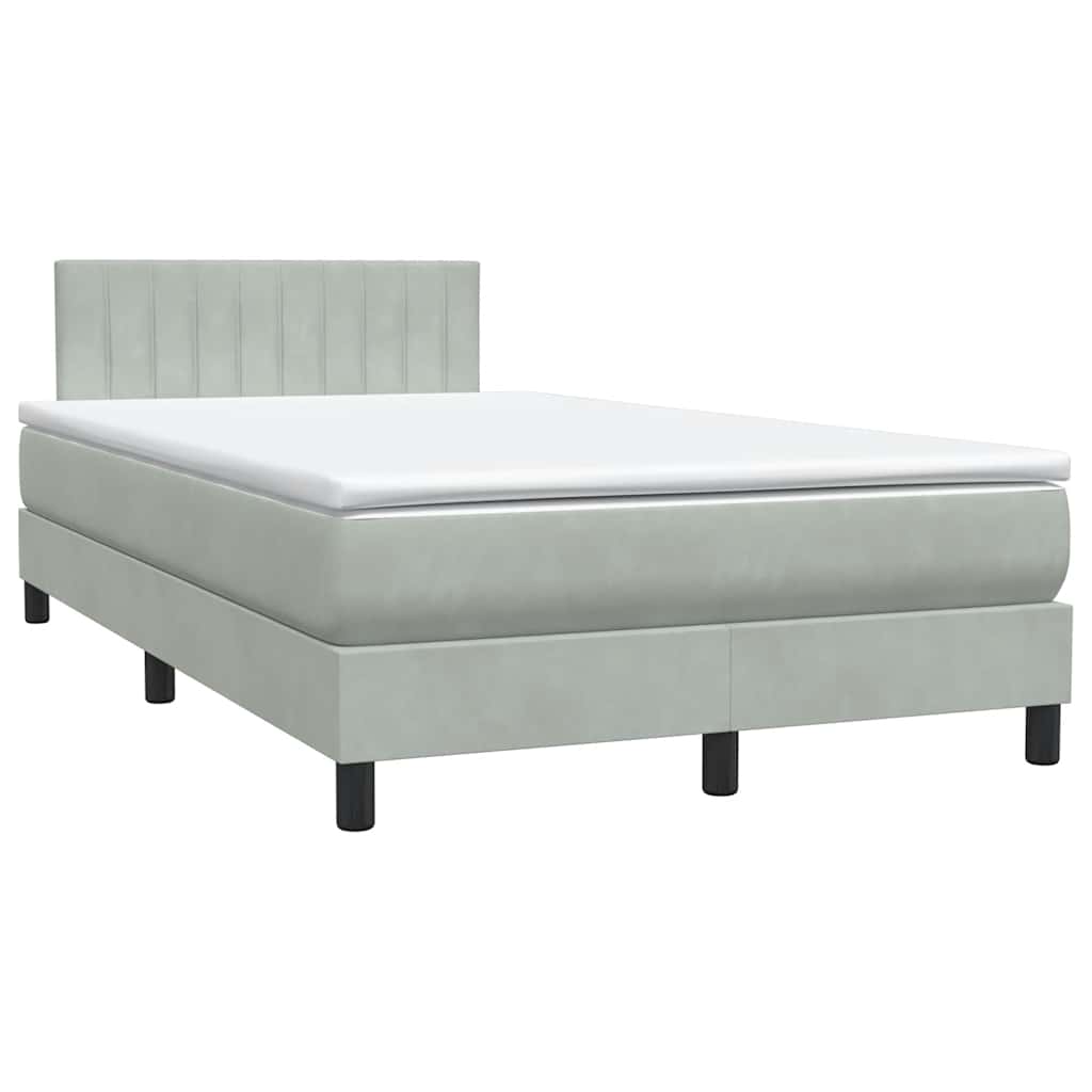 Sommier à lattes de lit et matelas et LED gris clair 120x210cm velours - XIOS