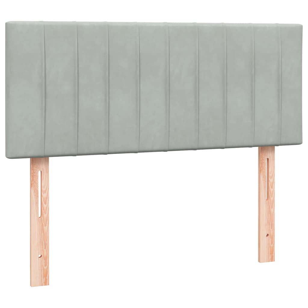 Sommier à lattes de lit et matelas et LED gris clair 120x210cm velours - XIOS