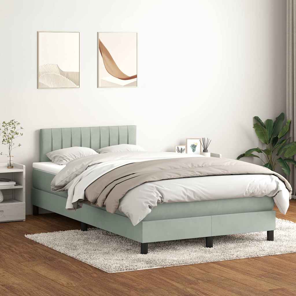 Sommier à lattes de lit et matelas et LED gris clair 120x210cm velours - XIOS