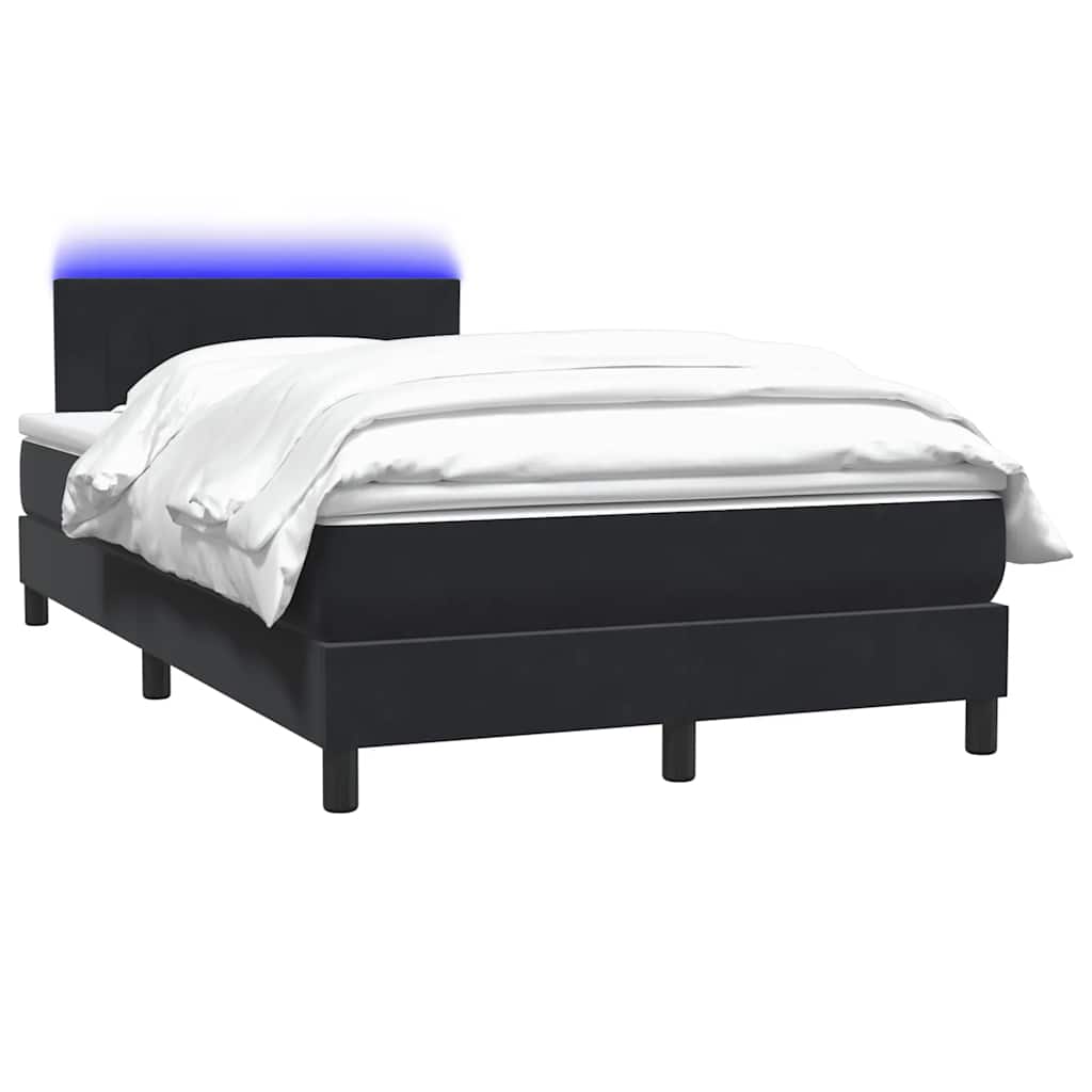 Sommier à lattes de lit avec matelas et LED noir 120x210 cm velours - XIOS