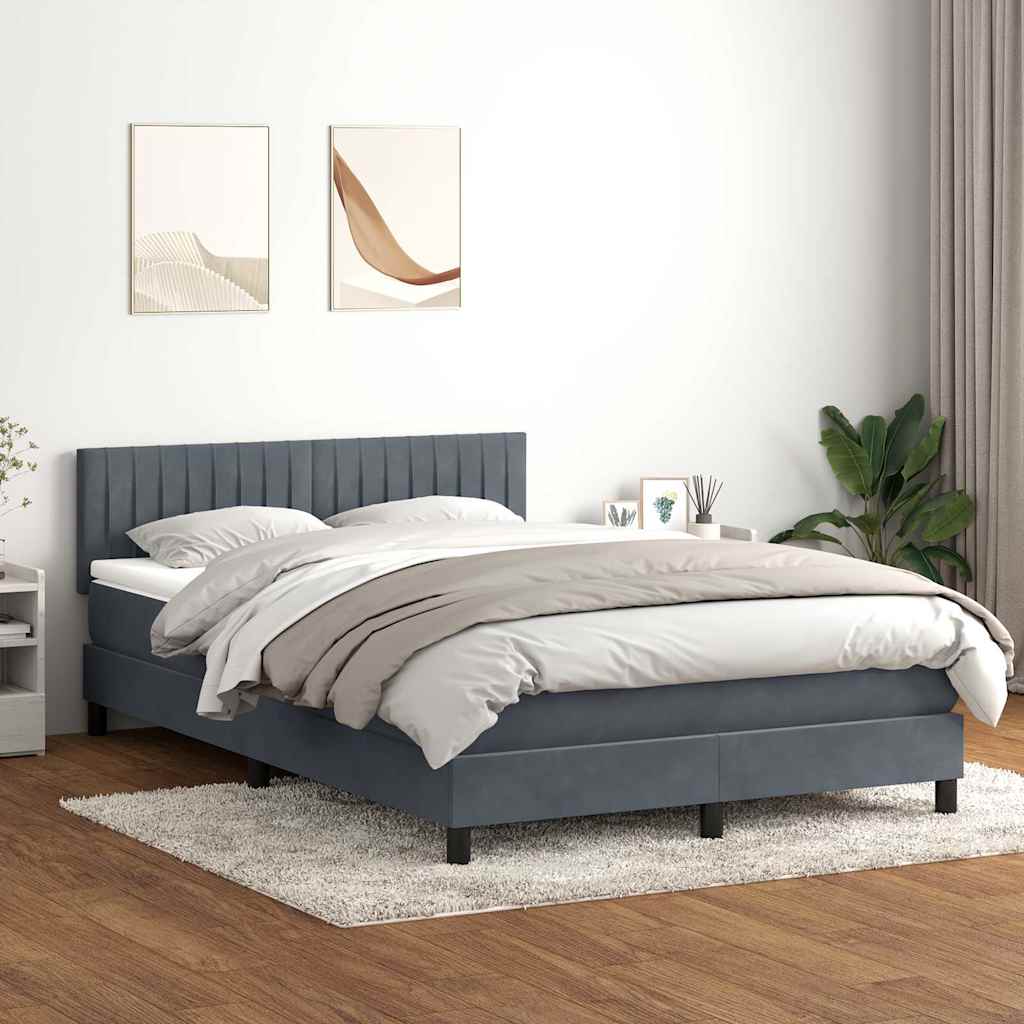 Sommier à lattes de lit et matelas et LED gris foncé 140x210cm velours - XIOS