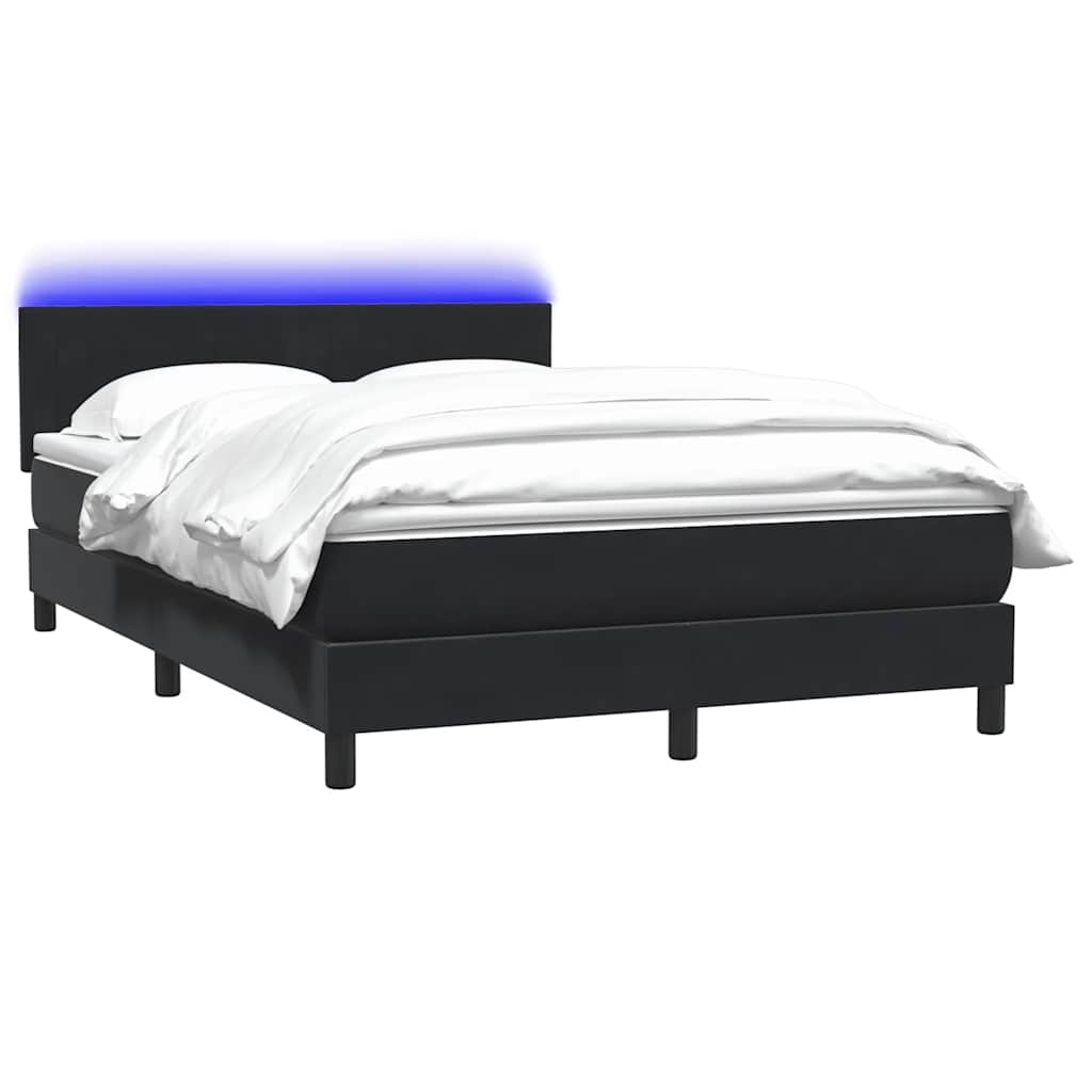 Sommier à lattes de lit avec matelas et LED noir 140x210 cm velours - XIOS
