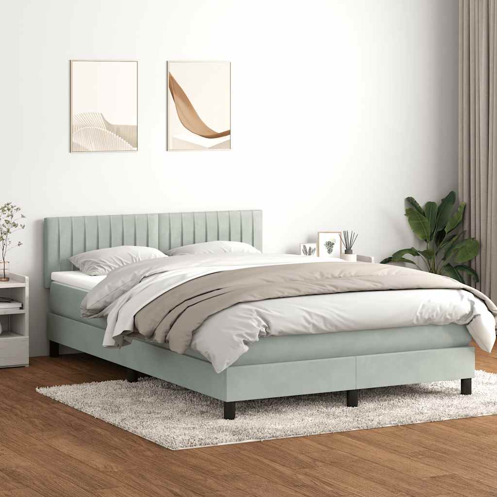 Sommier à lattes de lit et matelas et LED gris clair 160x210cm velours - XIOS