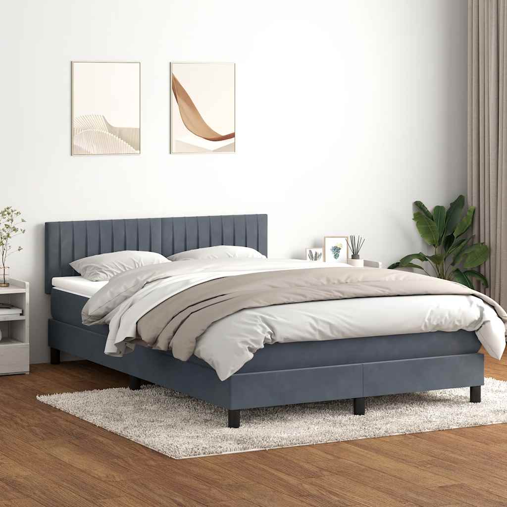 Sommier à lattes de lit et matelas et LED gris foncé 160x210cm velours - XIOS