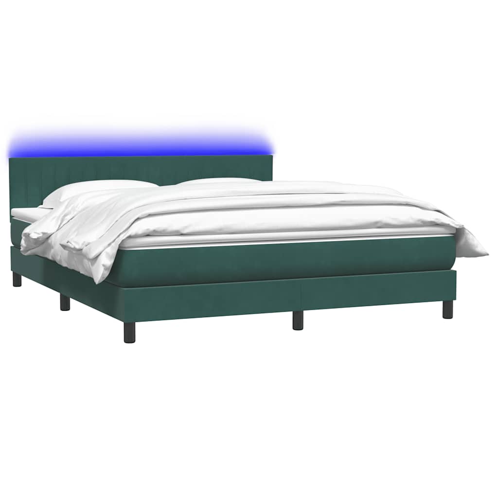 Sommier à lattes de lit et matelas et LED vert foncé 180x210cm velours - XIOS