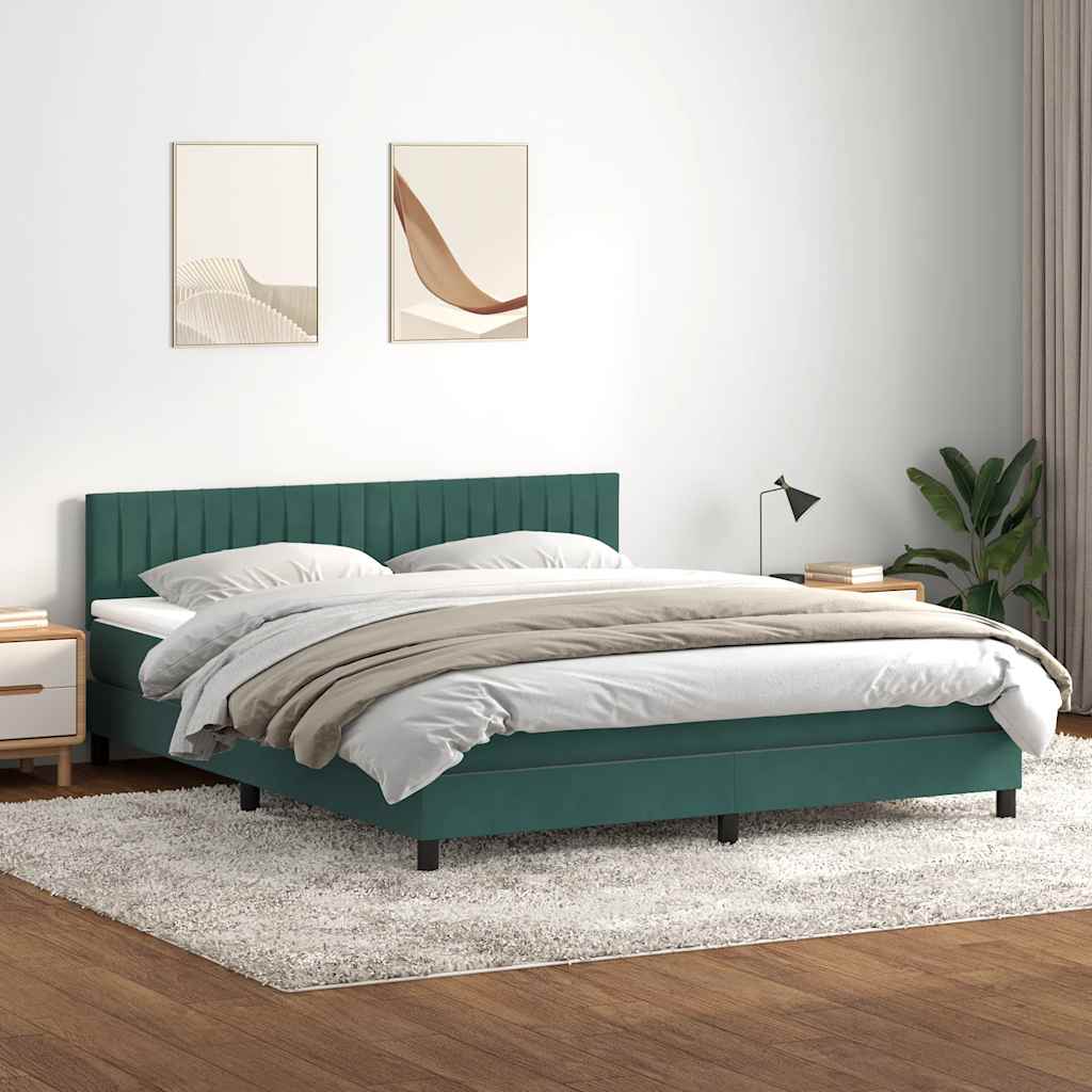 Sommier à lattes de lit et matelas et LED vert foncé 180x210cm velours - XIOS