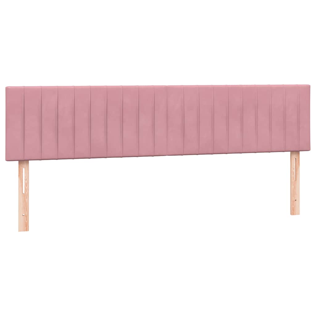 Sommier à lattes de lit avec matelas et LED rose 180x210 cm velours - XIOS
