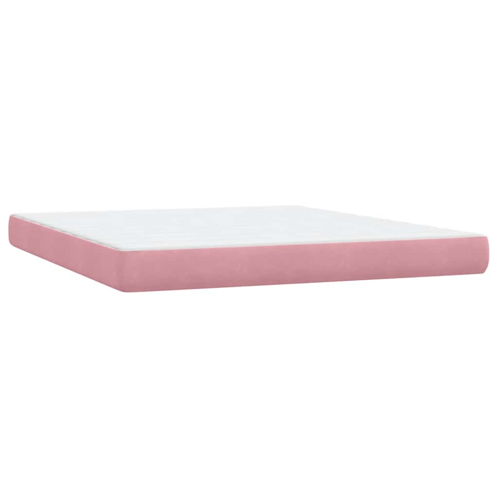 Sommier à lattes de lit avec matelas et LED rose 180x210 cm velours - XIOS