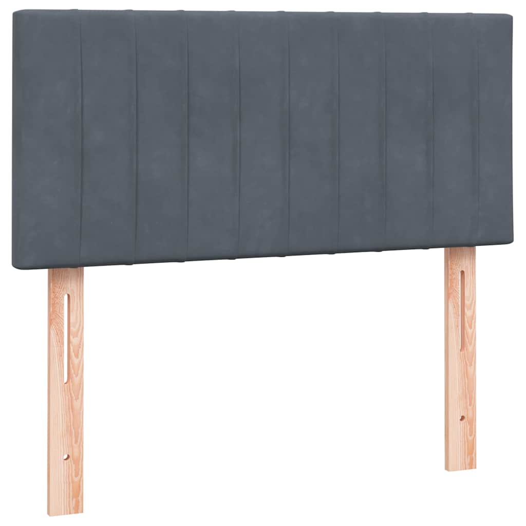 Sommier à lattes de lit et matelas et LED gris foncé 80x220 cm velours - XIOS