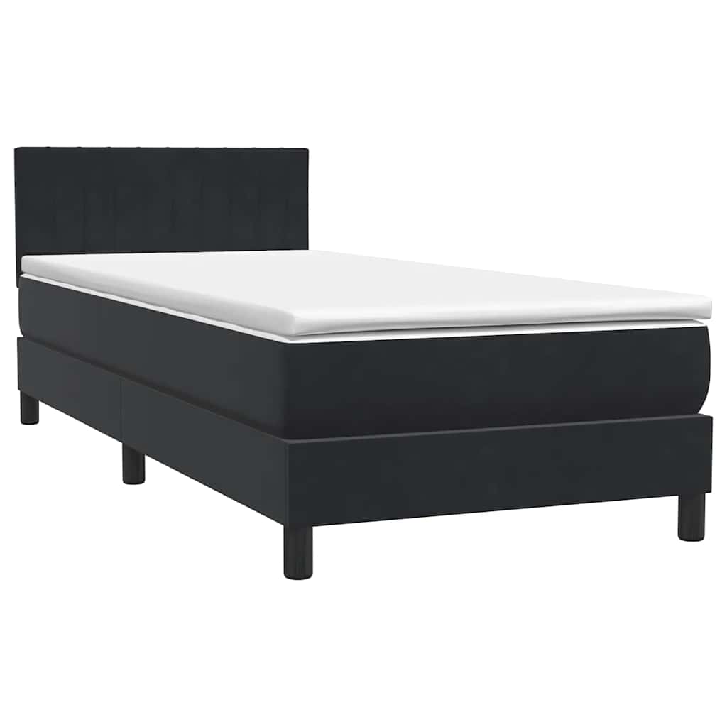 Sommier à lattes de lit avec matelas et LED noir 80x220 cm velours - XIOS