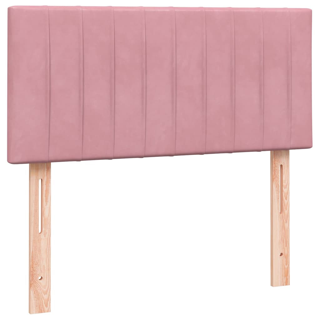 Sommier à lattes de lit avec matelas et LED rose 80x220 cm velours - XIOS