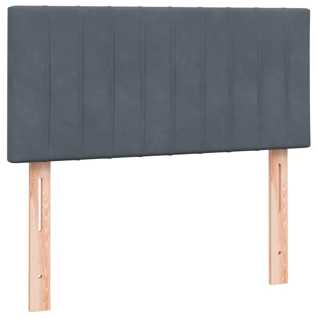 Sommier à lattes de lit et matelas et LED gris foncé 90x220 cm velours - XIOS