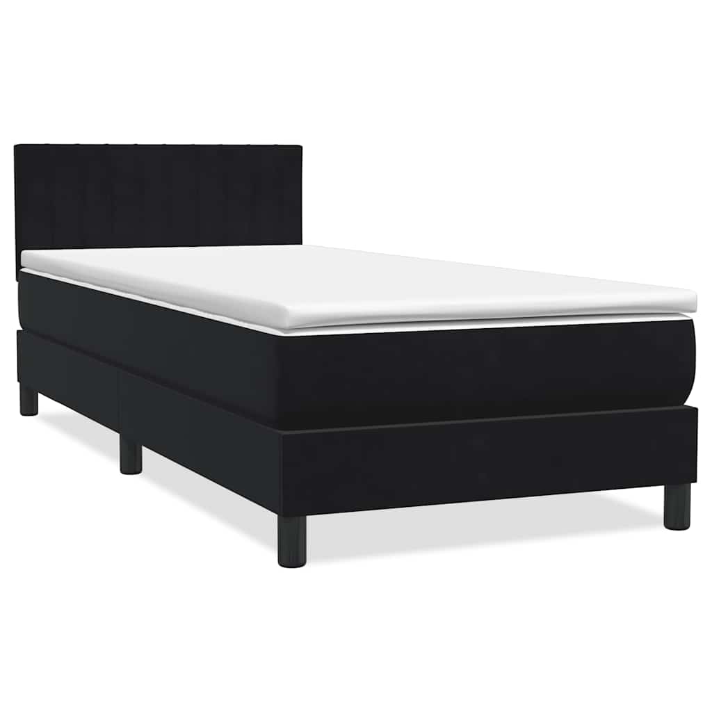 Sommier à lattes de lit avec matelas et LED noir 90x220 cm velours - XIOS